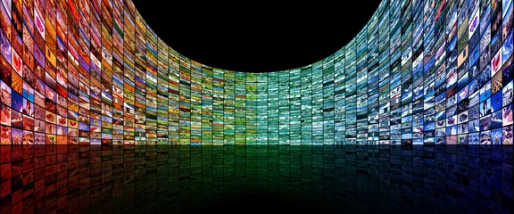 Foto op Plexiglas Big multimedia video and image video wall of the TV widescreen © smuki