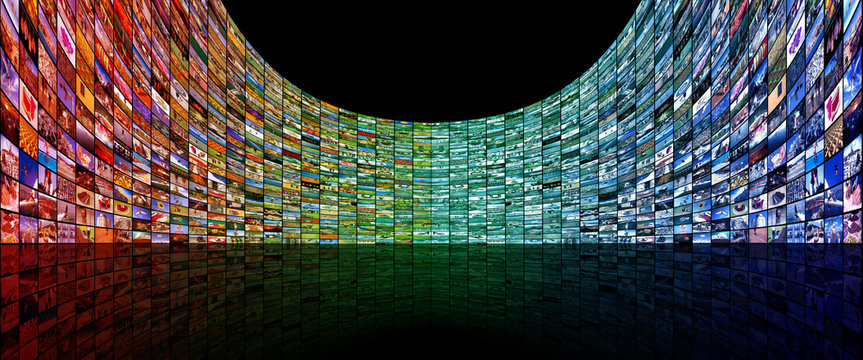 Big multimedia video and image video wall of the TV widescreen