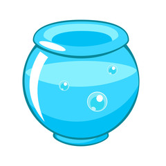 Cartoon vector round empty aquarium with water