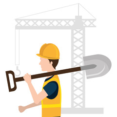 builder character with construction equipment