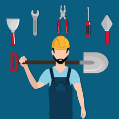 builder character with construction equipment