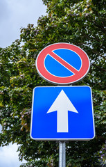 Square road sign 'One-way street'