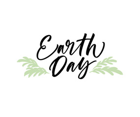 Earth day card. Hand drawn brush style modern calligraphy. Vector illustration of handwritten lettering.