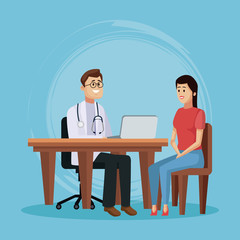 Doctor with patient cartoon