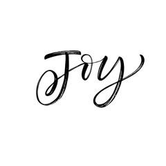 Joy phrase. Hand drawn brush style modern calligraphy. Vector illustration of handwritten lettering. 