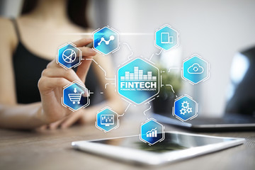 Fototapeta premium Fintech - digital financial technology. Blockchain and cryptocurrency.