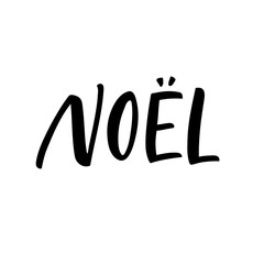 Noel French card. Merry Christmas in French. Hand drawn modern calligraphy. Ink illustration. Happy holidays poster. Banner with hand drawn words. Isolated on white background.