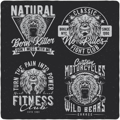 Vintage labels set with lettering composition on dark background. T-shirt design.