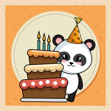 happy birthday card with panda bear