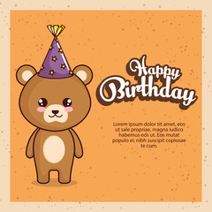 happy birthday card with cute bear