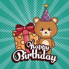 happy birthday card with cute bear