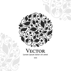 Abstract emblem. Elegant, classic elements. Can be used for jewelry, beauty and fashion industry. Great for logo, monogram, invitation, flyer, menu, brochure, background, or any desired idea.