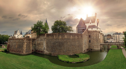 Beautiful panoramic cityscape view of The Château des ducs de Bretagne (Castle of the Dukes of...