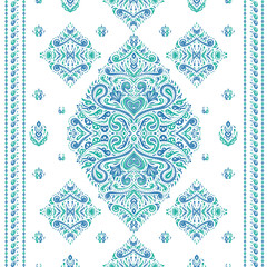 Green and blue ornamental seamless pattern. Vintage vector, paisley elements. Ornament. Traditional, Turkish, Indian motifs. Great for fabric and textile, wallpaper, packaging or any desired idea. 