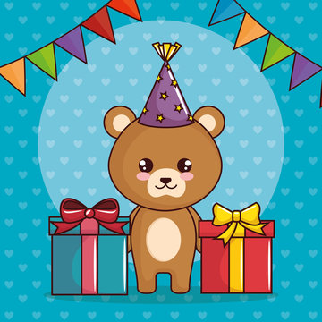 happy birthday card with cute bear