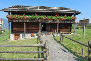 Fototapeta na wymiar House of saint hermit Niklaus von Flüe at Flüeli-Ranft on the Swiss alps