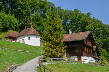Obraz premium Chapel Ranft of saint hermit Niklaus von Flüe at Flüeli-Ranft on Switzerland