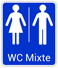 Toilettes pour hommes et femmes, wc mixtes et unisexe - panneau pour salle de bain, toilettes et autres commodités en espagnol