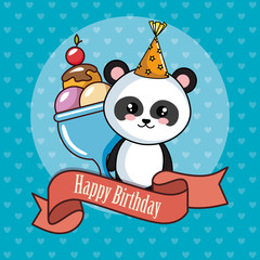 happy birthday card with panda bear