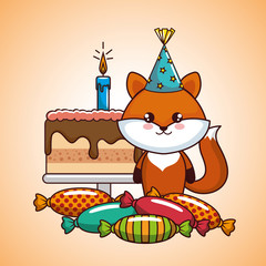 happy birthday card with cute fox