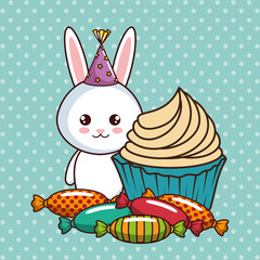 happy birthday card with cute rabbit
