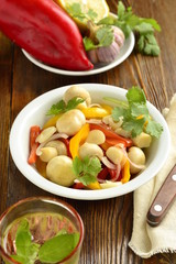 Homemade marinated / pickled / mushrooms with vegetables, vertical 