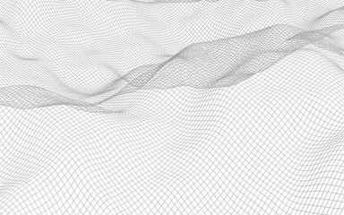 Abstract landscape on a white background. Cyberspace grid. Hi-tech network. 3d illustration
