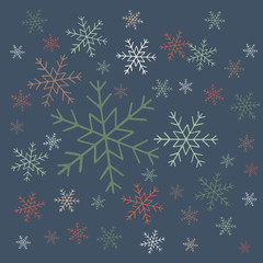 Winter deep blue background snowflakes