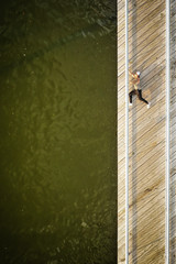 Aerial Abstract of Man Climbing 