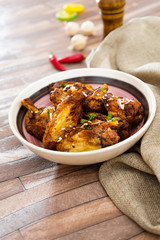 fried chicken wings on table