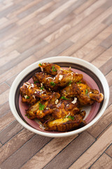 fried chicken wings on table