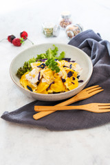 Tortellini Ham Sauce with ham and Parmesan cheese