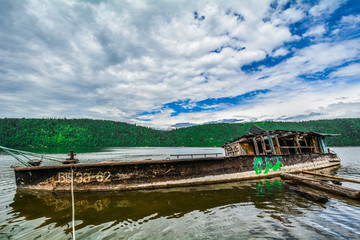 old abandoned boat on the dock