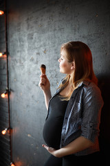 Pregnant young beautiful girl on the ninth month 