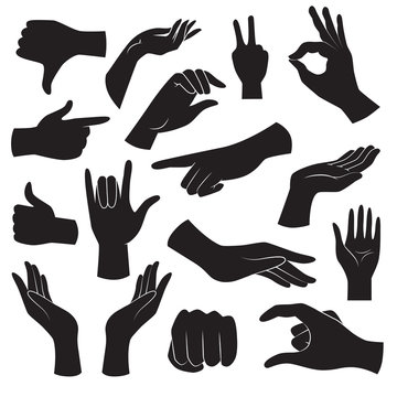 Collection of hand gesture icons. Vector art. 