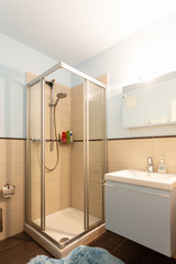 Fototapeta na wymiar Heavenly bathroom with shower and sink