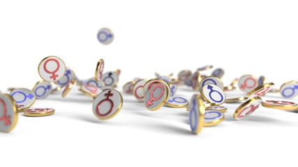 Man and woman symbols of background, 3d rendering