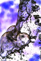 Water splashing in inversion as an abstract background