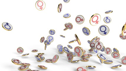 Man and woman symbols of background, 3d rendering