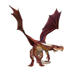 3D Rendering Fairy Tale Dragon on White