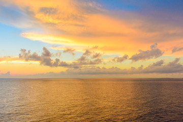 Sunset clouds over the ocean