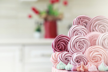 Beautiful festive cake biscuit with different creams