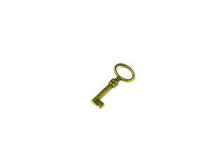 brass antique keys isolated on white background
