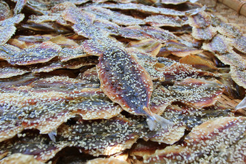 Yellow stripe scad, Dried fish in the market, thai food