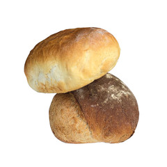 freshly baked bread isolated on white background