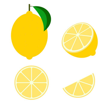 Fresh lemon fruit vector isolated set on white background - Vector illustration
