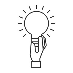 hand holding bulb idea creativity symbol