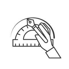 hand with fountain pen protractor graphic design