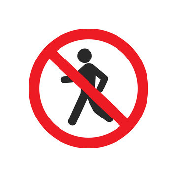 recommend clip art: No pedestrian sign. Passing forbidden. Black silhouette in red circle