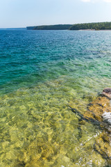 Bruce Peninsula shoreline at Cyprus Lake National Park Ontario on a sunny day